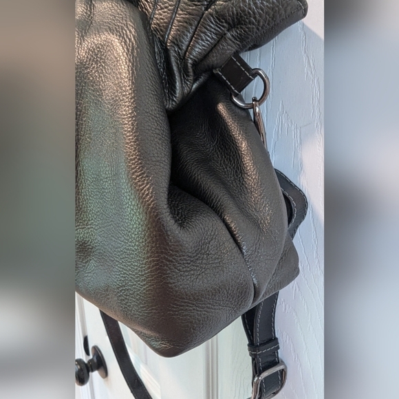 Vintage Nino Bossi Leather Convertible Bag In Grey Pewter Leather - Picture 7 of 16